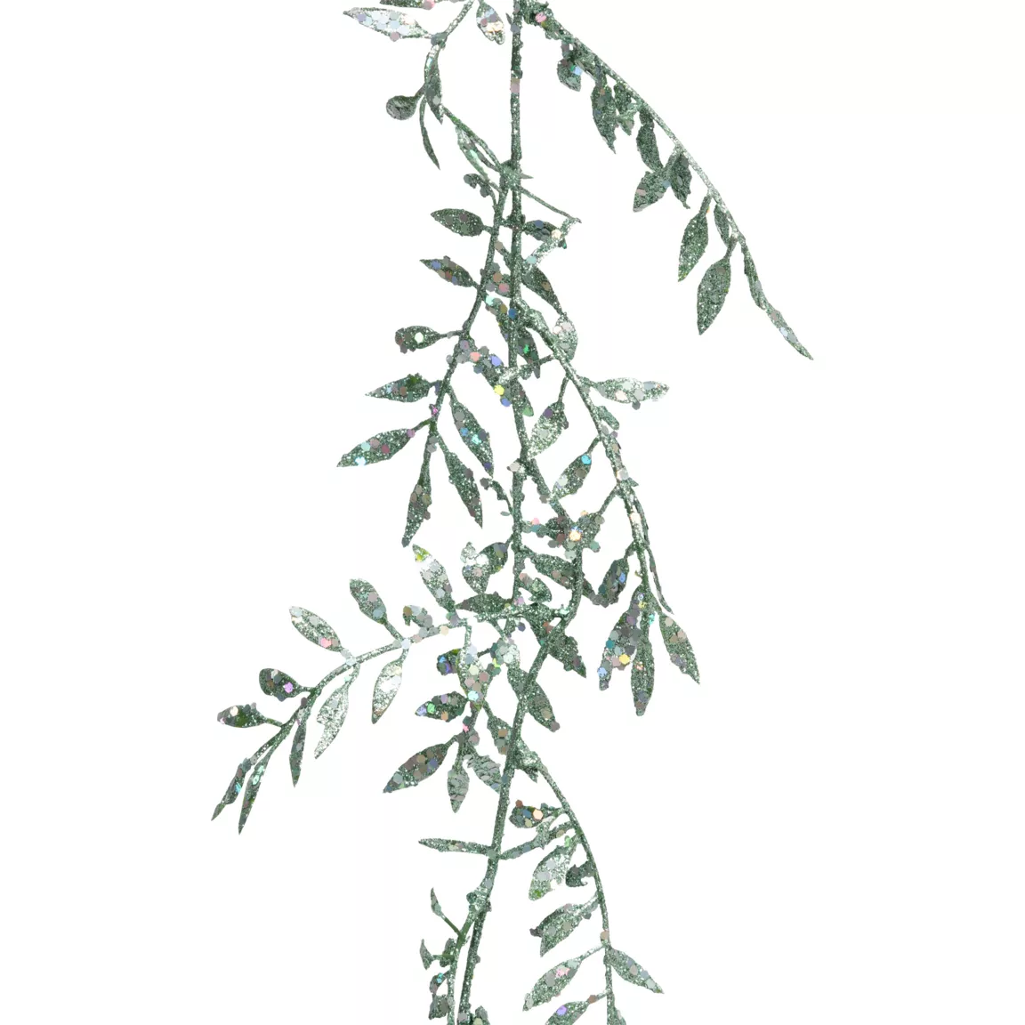 Guirlande de Noël (180 cm) Feuilles pailletées Vert irisé
