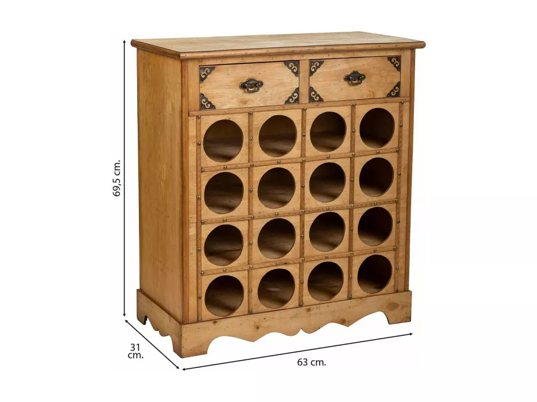 Meuble à bouteilles en bois marron 63x31x69,5h