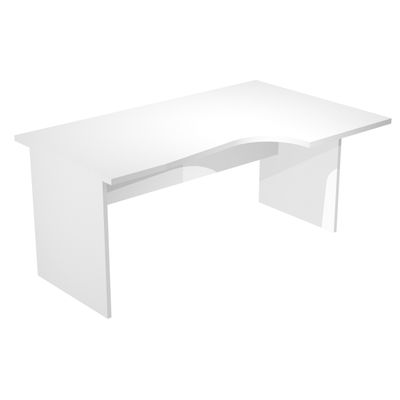 Bureau compact Trend - retour à droite avec pieds panneaux (sans pied de renfort) - L160 - plateau blanc