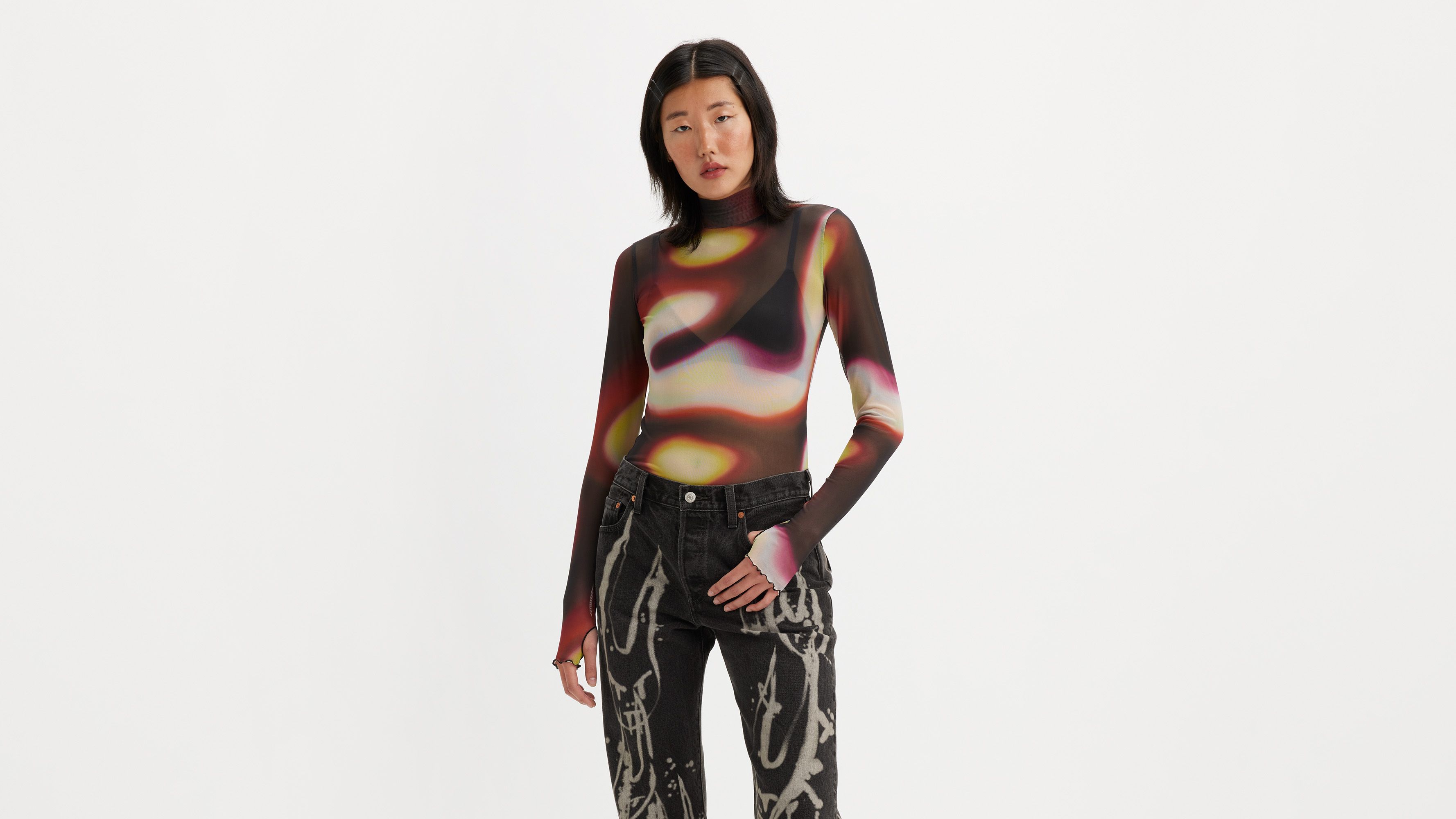 Haut moulant Levi's® x Barbie Ferreira - Digital Heat Wave Shaved Chocolate - Multicolore