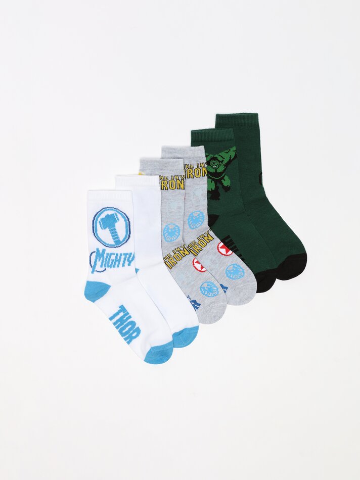 Pacote com 3 pares de meias Marvel dos Vingadores - Cores Variadas