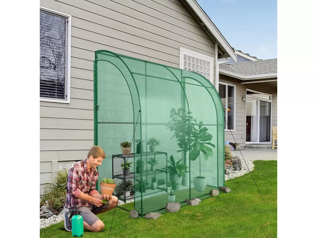 Serre de Jardin en PE avec Étagère à Plantes 3 Niveaux, Construction en Acier Imperméable 198,5x98x215cm, Vert
