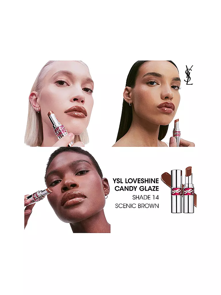 YVES SAINT LAURENT Loveshine Candy Glaze Lipgloss-Stick (14 Scentic Brown) dunkelrot