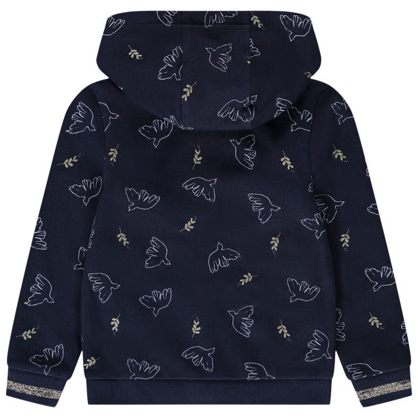 Gilet à capuche en molleton imprimé fantaisie pour fille