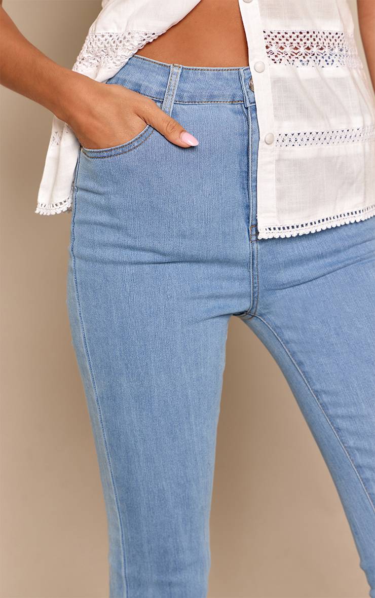 Bleu Jean Évasé Stretch À 5 Poches