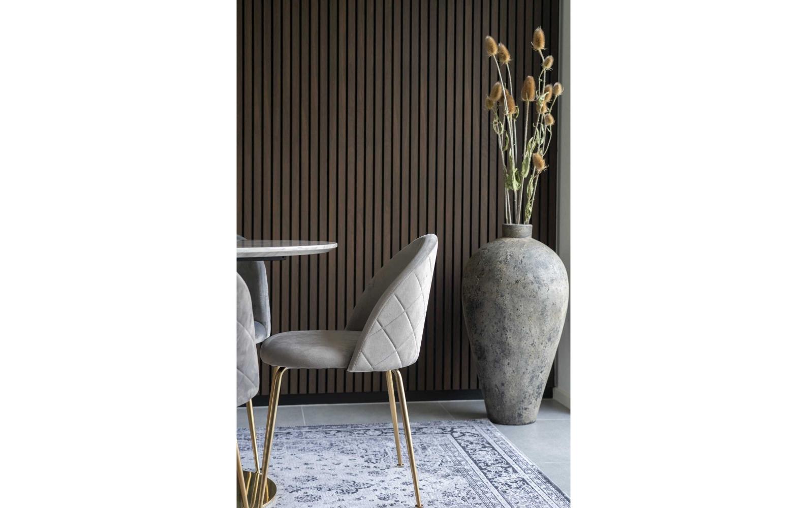 Stuhl Geneve 2 Stück, 78 x 52 cm, Gold/Grau<br>Elegante Esszimmerstühle mit gesteppter Rückseite