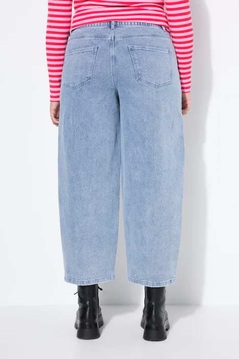 Barrel-Jeans, Ballon-Legs, HighWaist, Schmucknieten, light blue