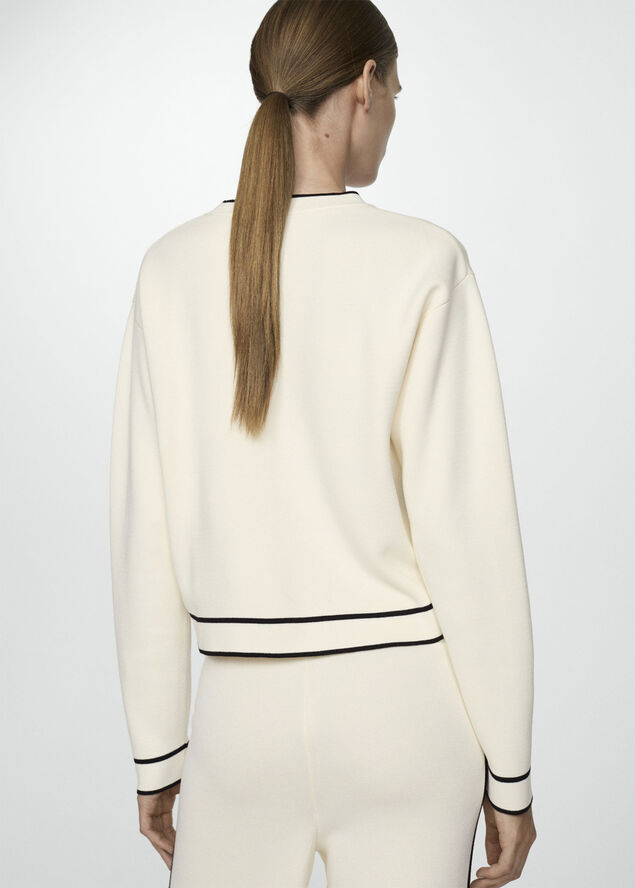 MANGO Contrast trim sweater Light beige