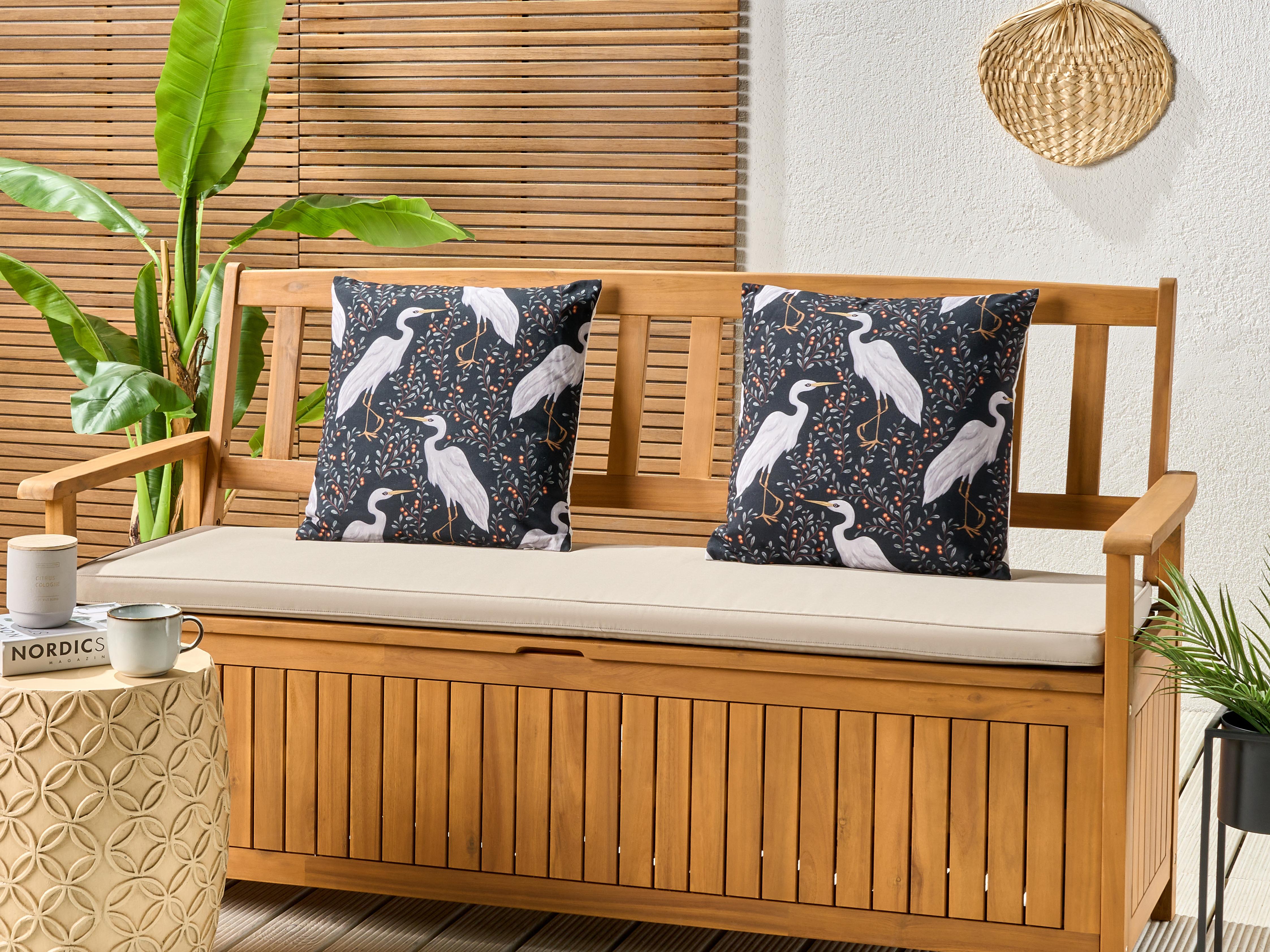 Set van 2 tuinkussens PIANAZZO dierenprint 45 x 45 cm Zwart