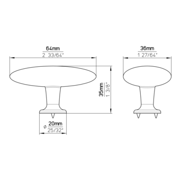 Knop Jort zwart 64mm