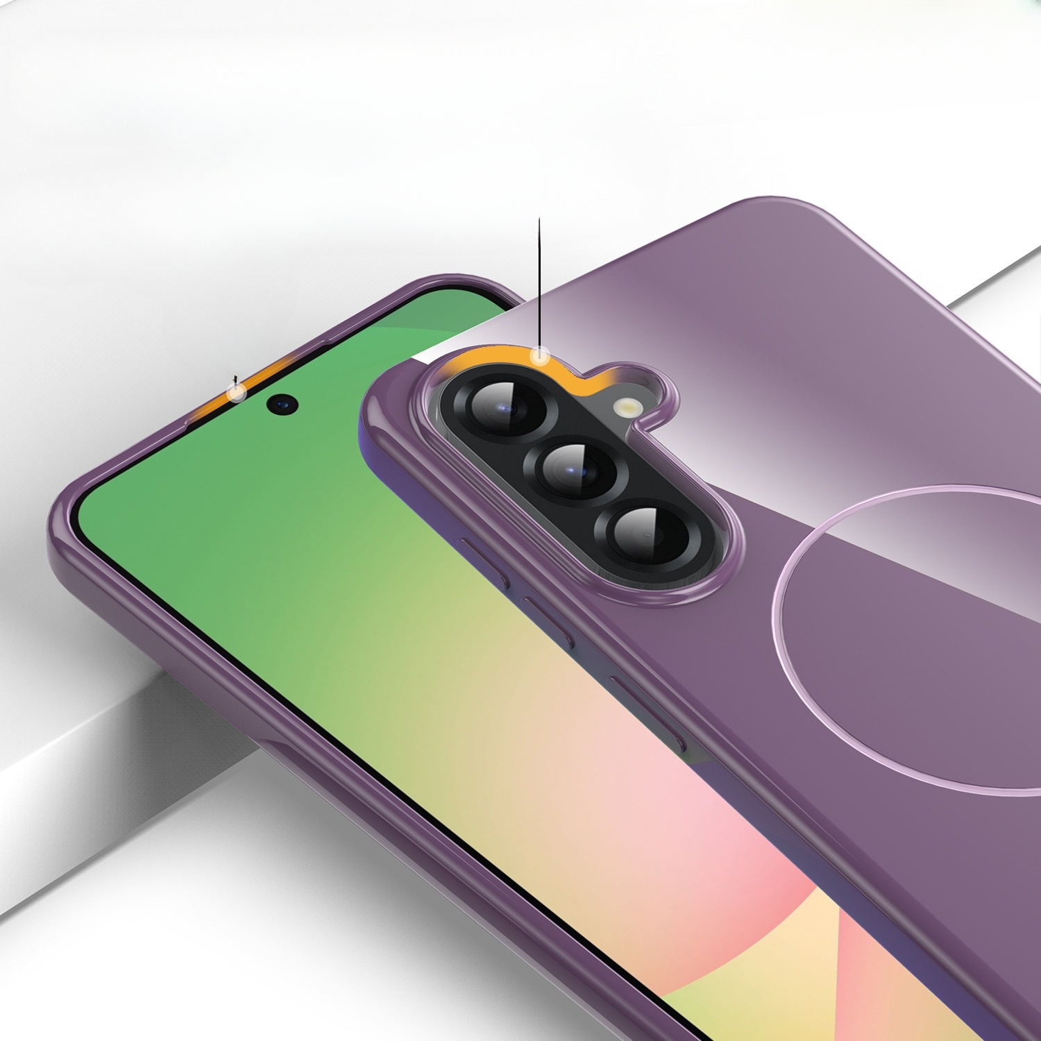 Samsung Galaxy A17 Gummi Case Hülle   Trageschlaufe MagSafe-Modul - Lila