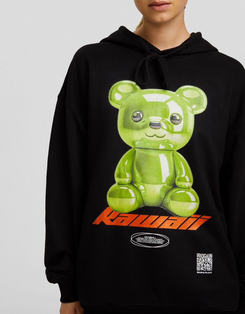 Moletom com capuz Bershka Wearable Art com estampa