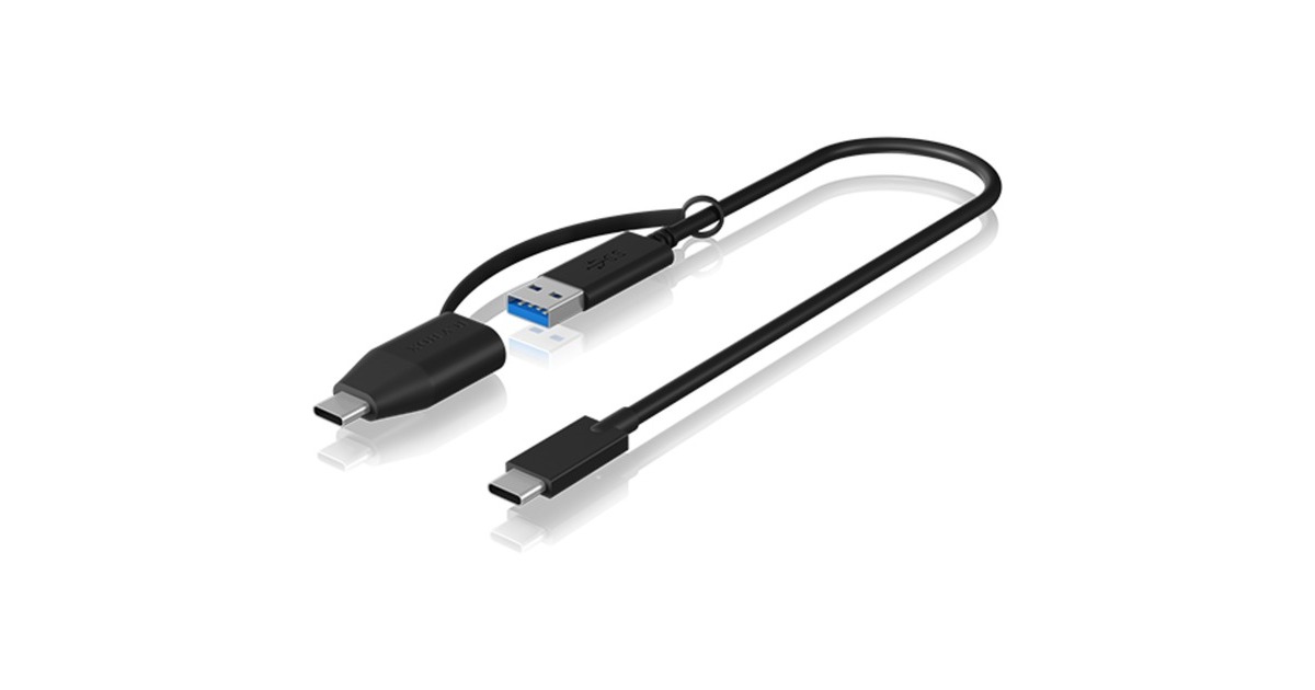 ICY BOXIB-CB033 USB-C > USB-A en USB-C kabel  (Zwart, 0,35 meter)