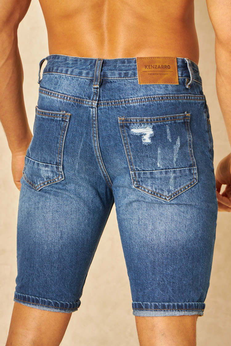 Short en jean déchiré bleu