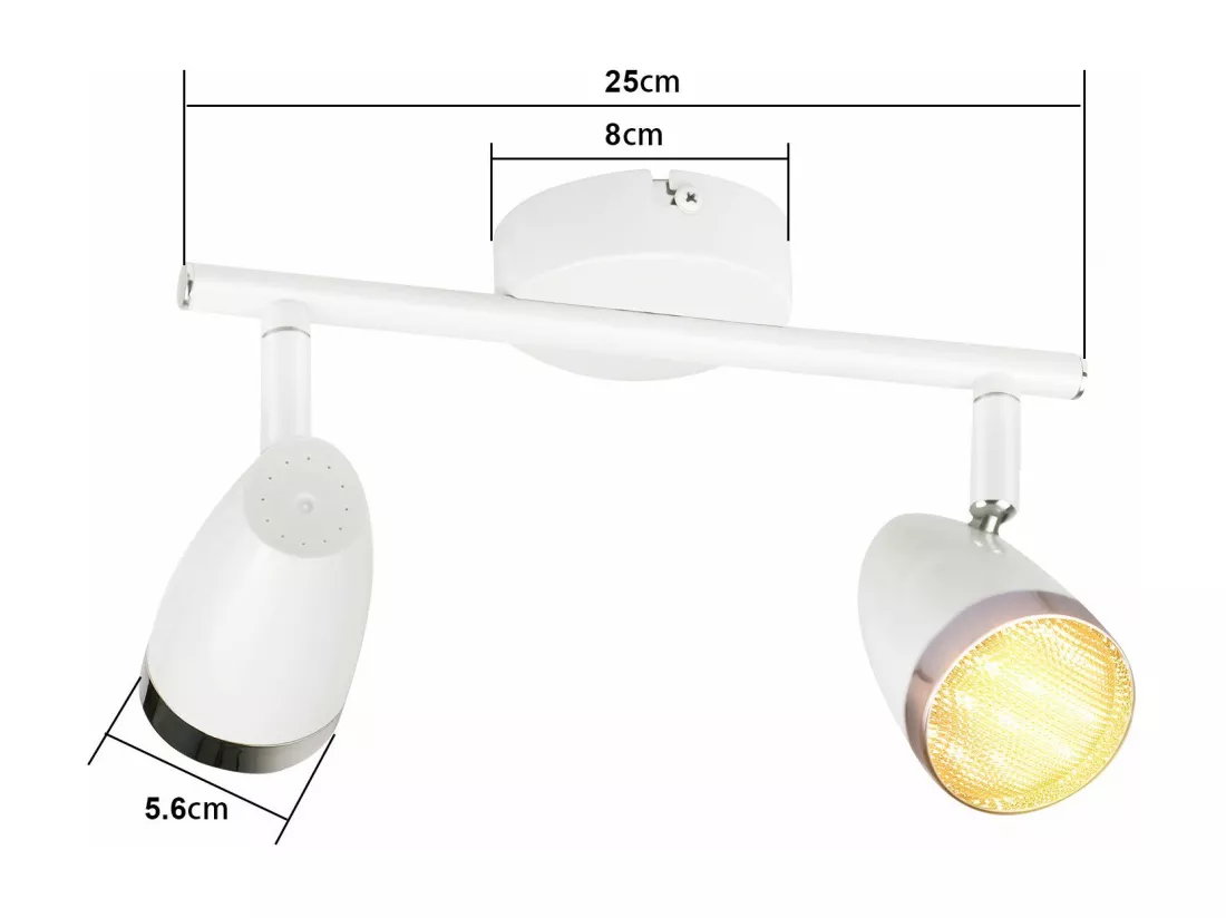 NETTLIFE Spot de plafond LED 2 ampoules moderne 4W blanc blanc chaud 3000K