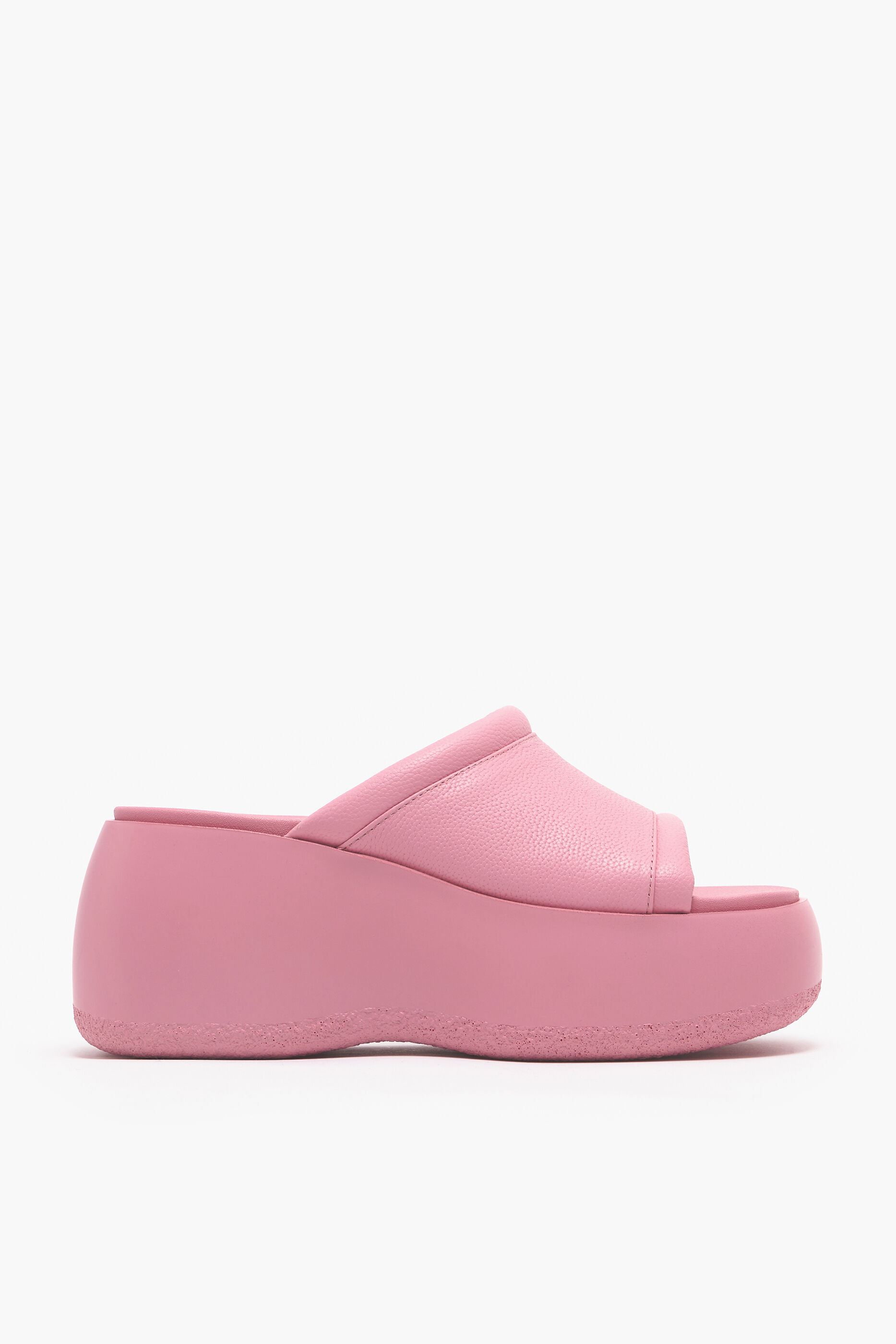 Sandália plataforma de couro rosa