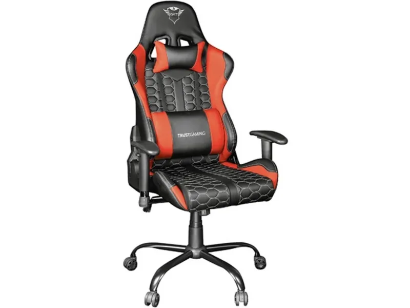 Trust Gaming GXT 708R Resto - Spillestol - ergonomisk - armstøtter - vippe - drejeled - metalramme, polyuretan-læder, elastisk stof - rød