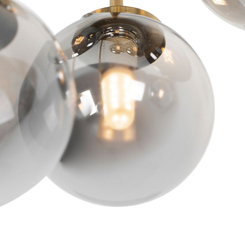 Moderne plafondlamp goud 9-lichts met smoke glas - Athens