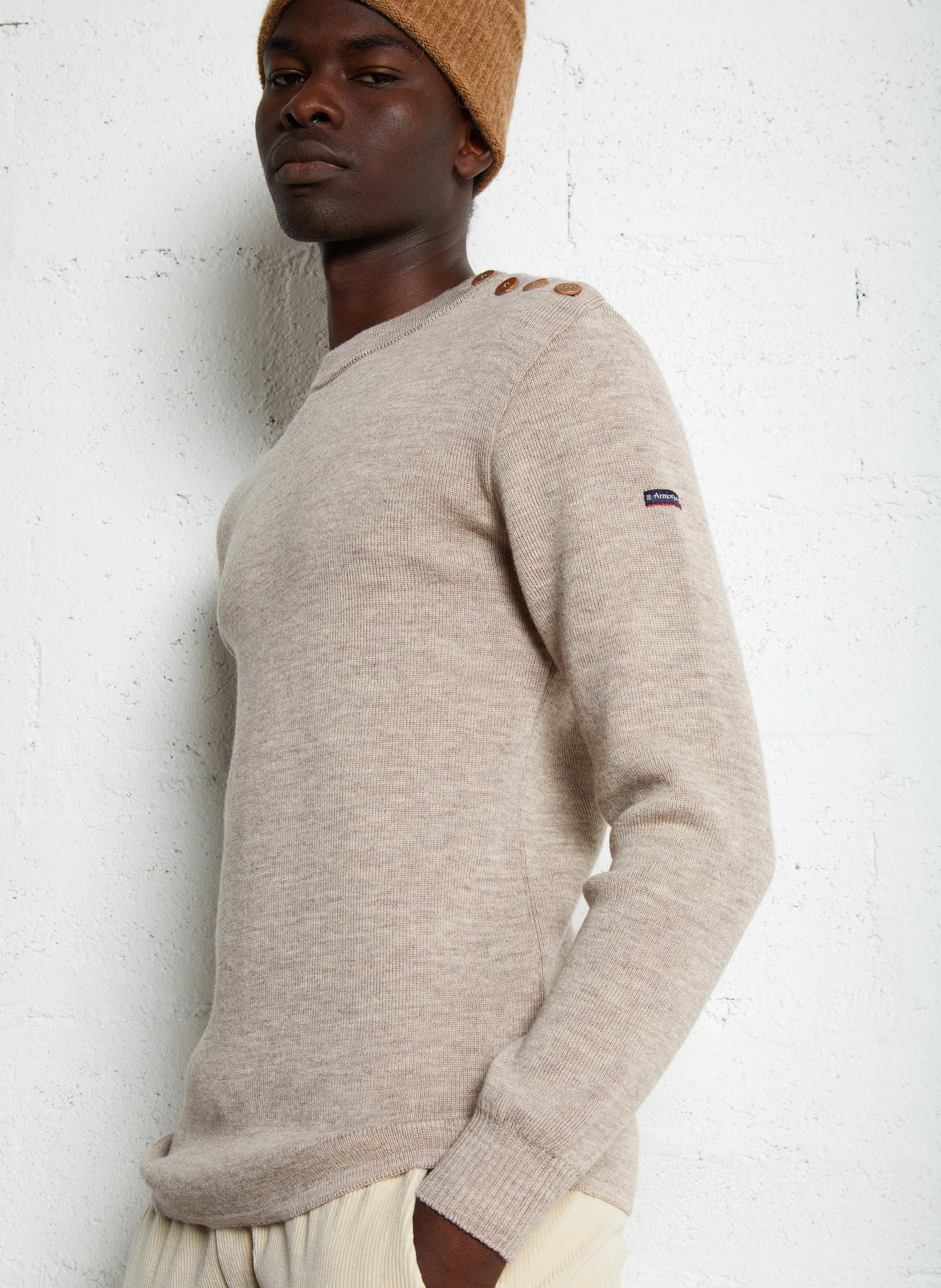 Pull col rond regular-fit en laine | Multicolore
