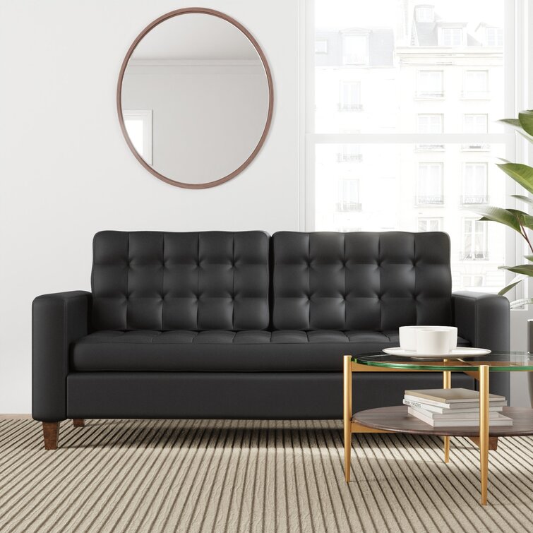 Milton 76&rdquo; Vegan Leather Square Arm Sofa