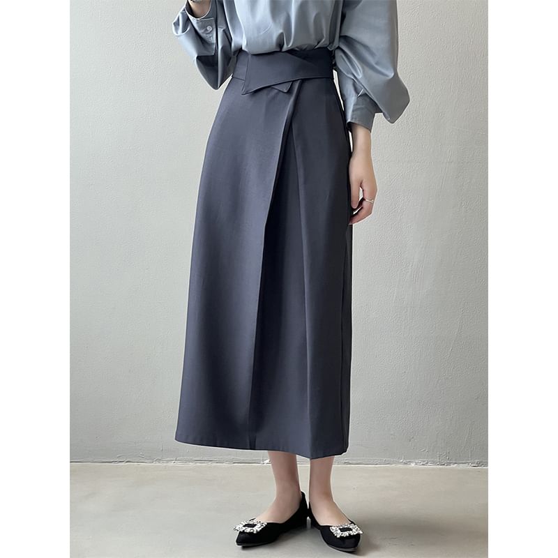 Keiko Girl - Hoge taille effen midi A-lijn rok
