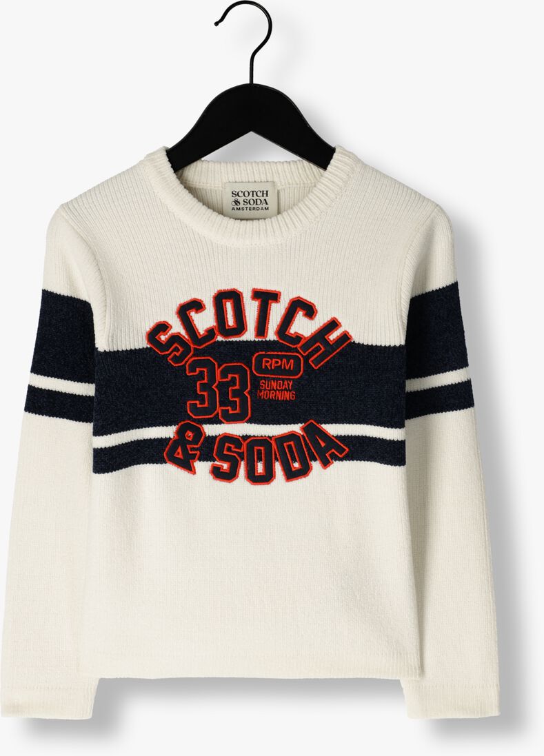 SCOTCH & SODA ecru scotch & soda trui chenille artwork pullover