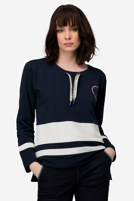 Sweatshirt, Streifen, Print, Rundhals, Langarm