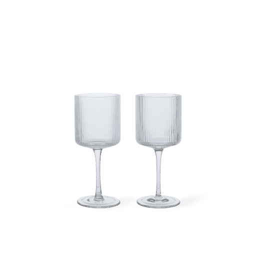 ferm LIVING Ripple 2-pak Hvidvinsglas, Clear, 26 cl