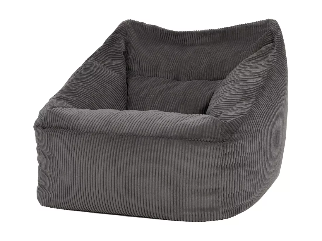 Pouf fauteuil velours côtelé gris anthracite - MORGAN