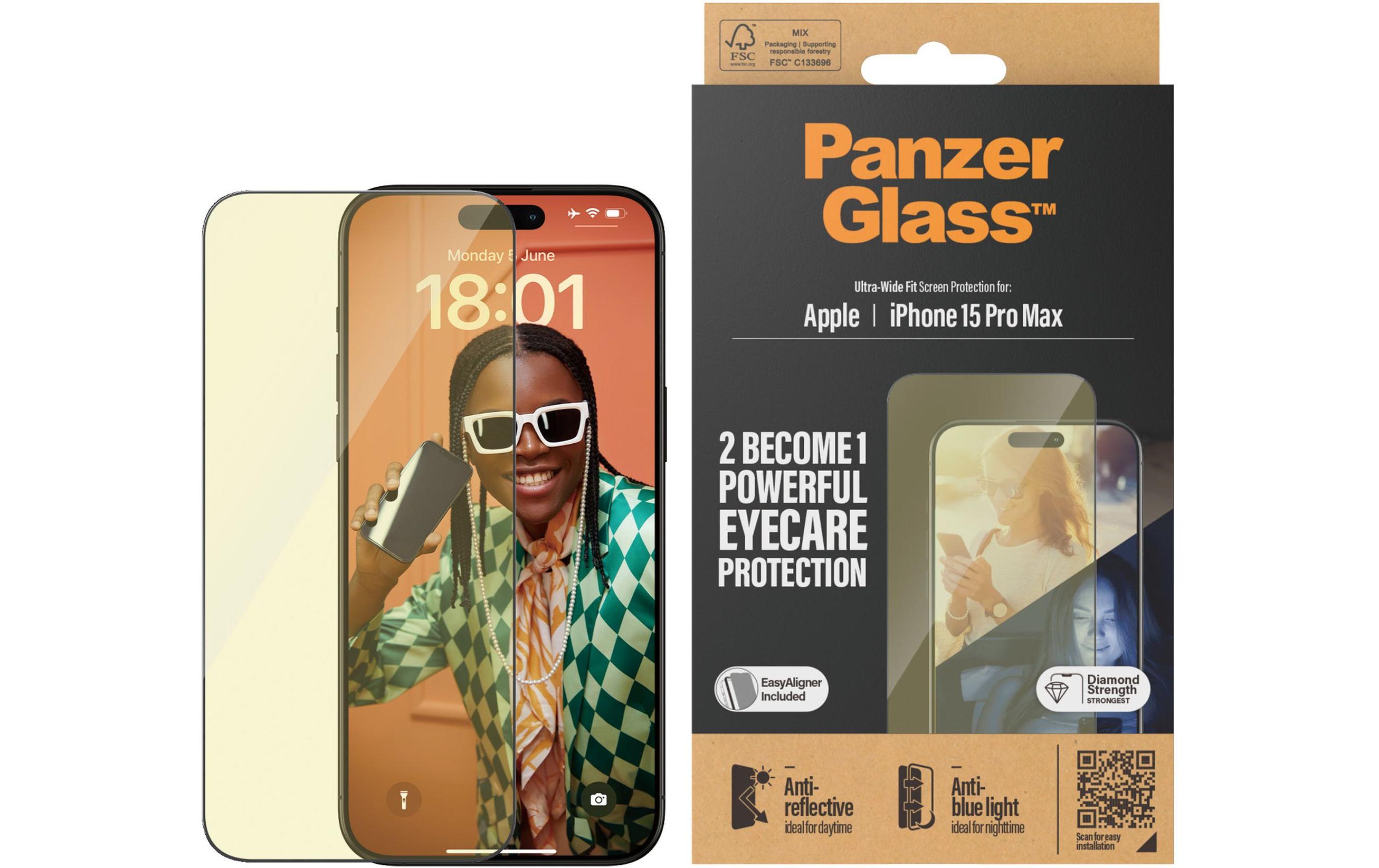 Displayschutz Anti Reflective iPhone 15 Pro MaxAnti Reflective und BluelightUltra Wide Fit Displayschutz mit Applicator für das Apple iPhone 15 Pro Max