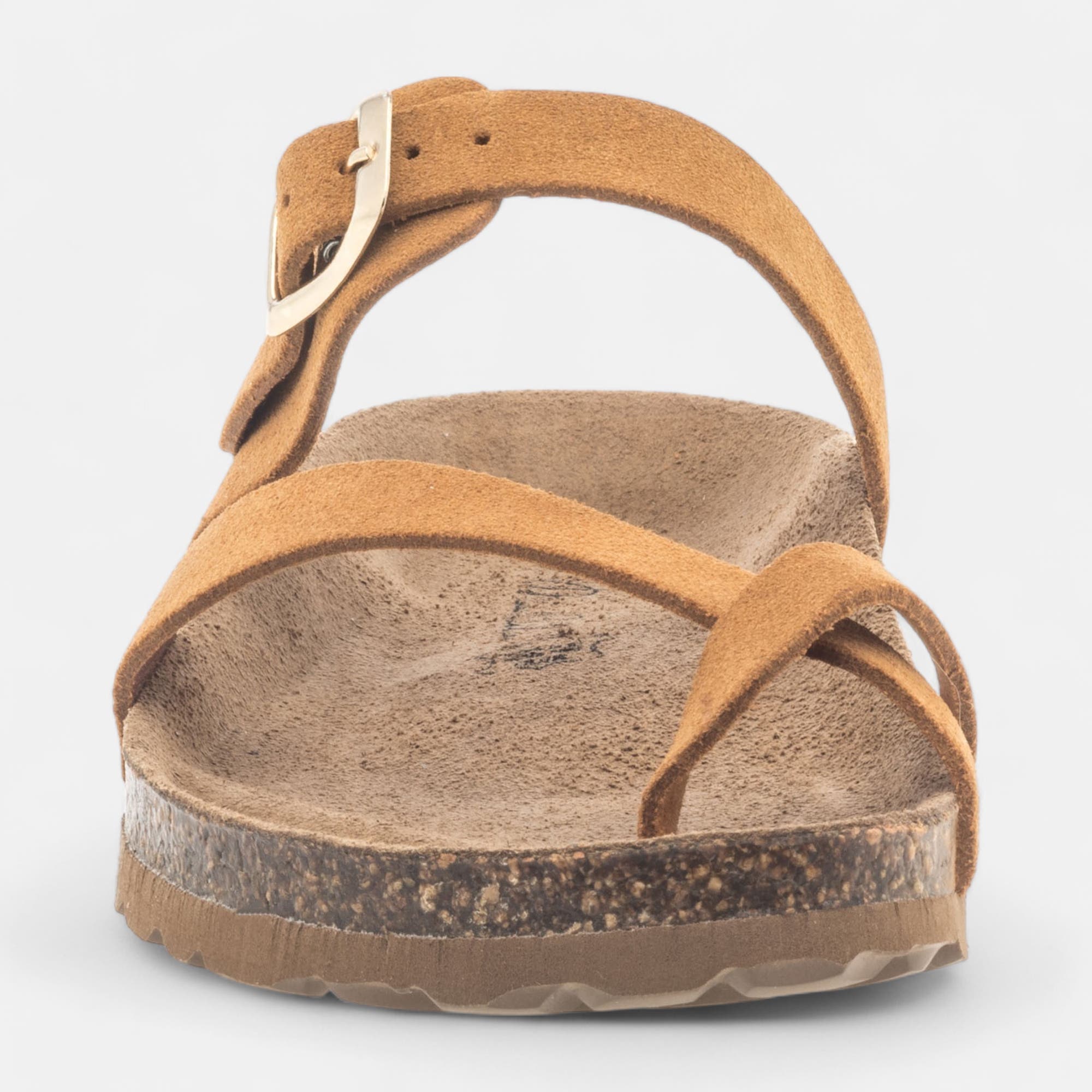 Mules semelle liège Femme en cuir cognac