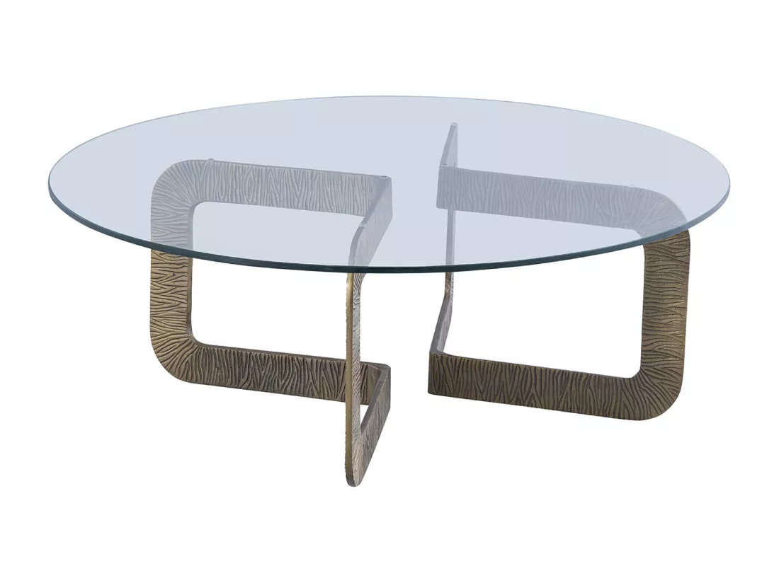 Table basse en verre trempé et métal - Transparent et Doré - CELENA