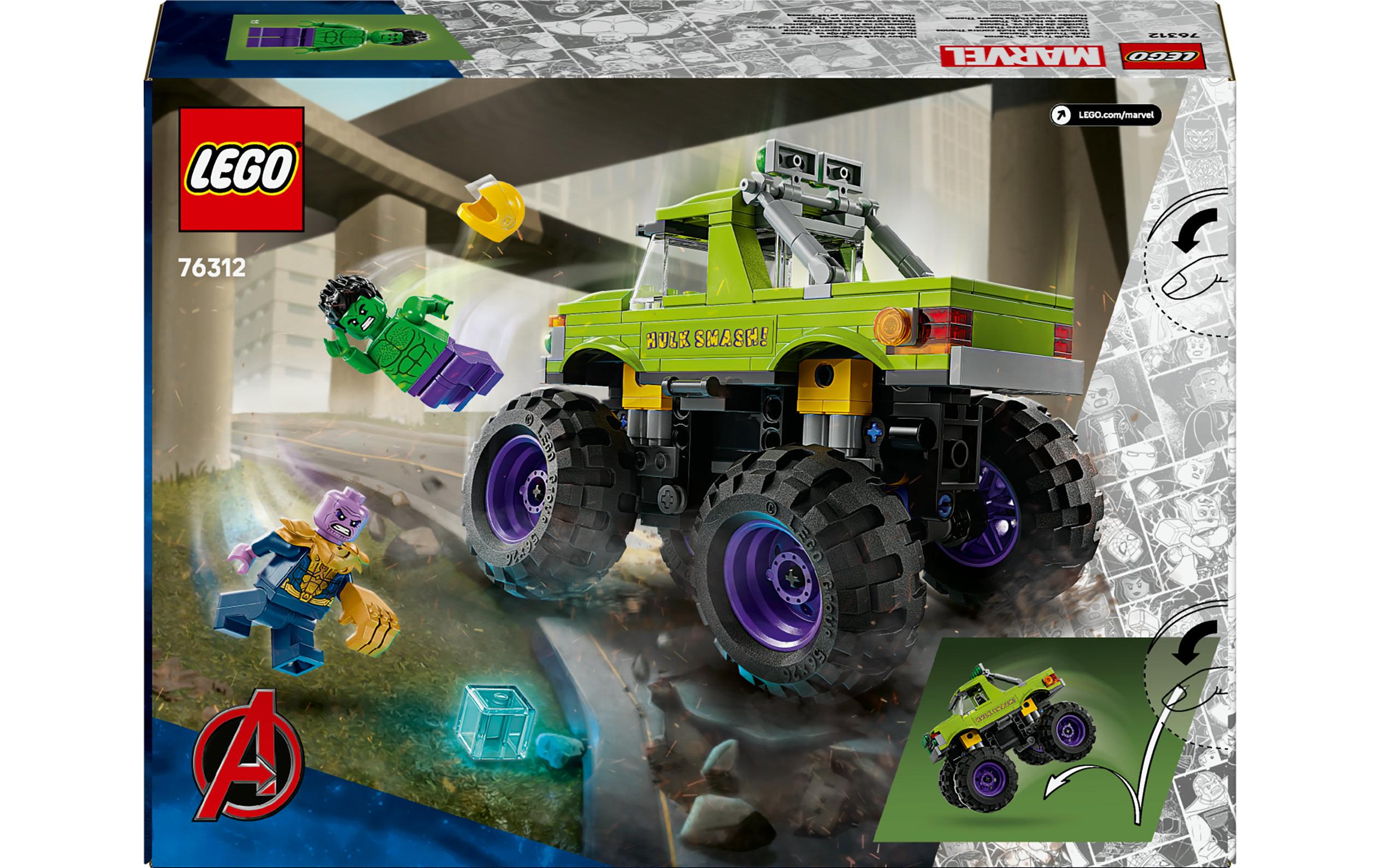 Marvel Hulk-Truck vs. Thanos 76312Marvel Monstertruck mit dem Hulk und Thanos