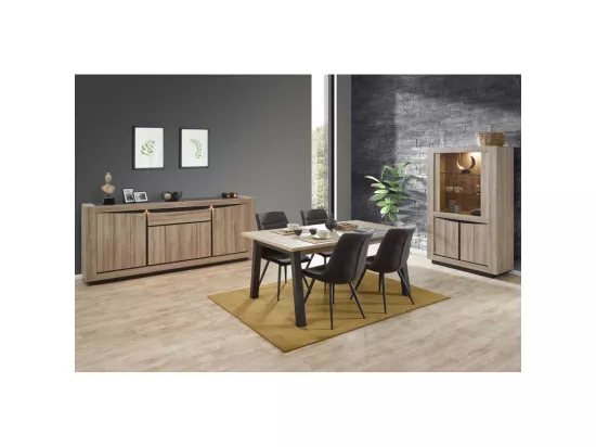 Argentier 4 portes Chêne naturel à LEDs - OSTENDE