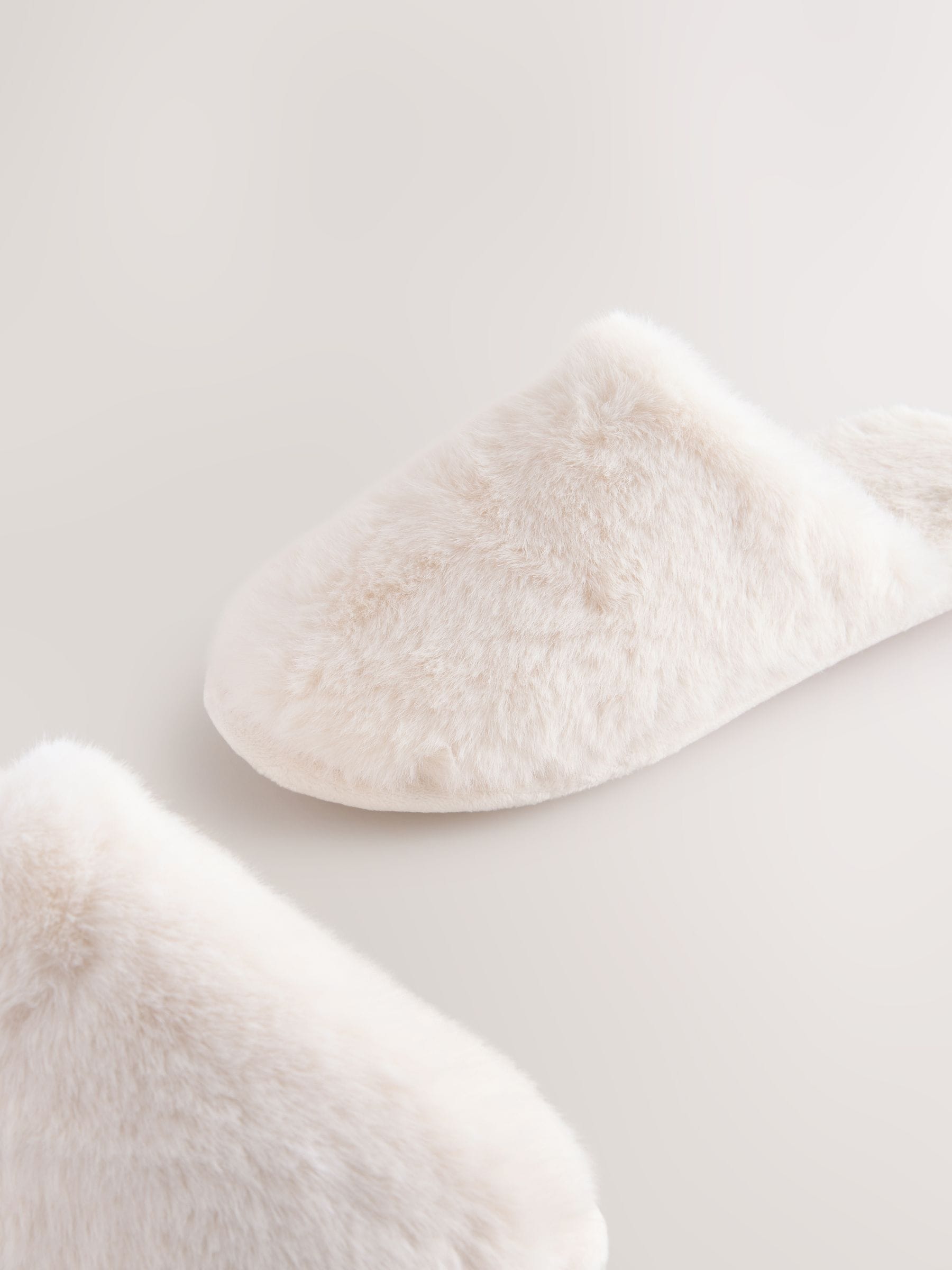 Ecru - Pantoffels met imitatiebont