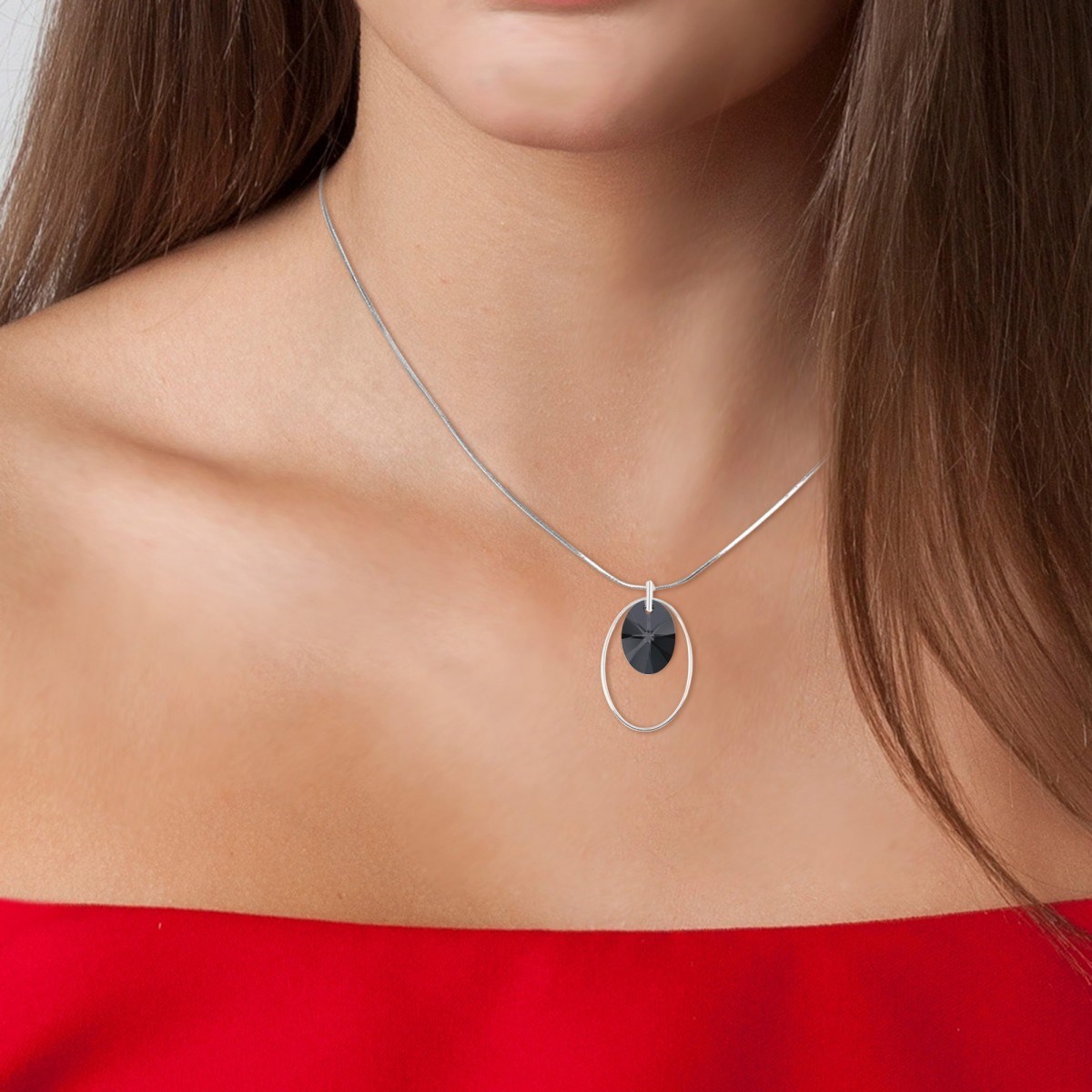 Collier SC Crystal orné de Cristaux scintillants en Métal rhodié