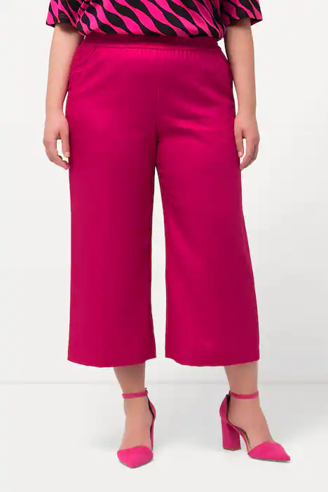Culotte, wadenlang, weites Bein, Elastikbund, helles erika