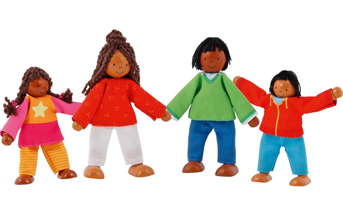Biege Puppe Farbige Familie 4-teiligBewegliche Spielzeugpuppen