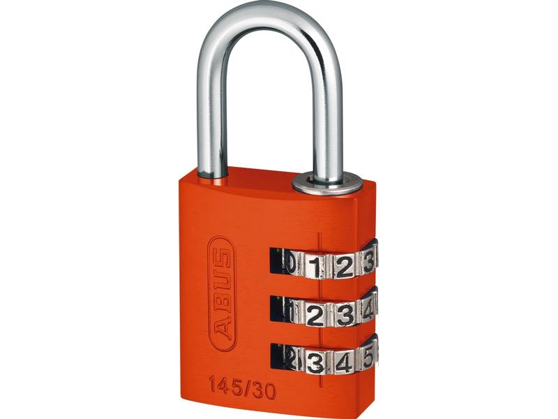 Abus Zahlenschloss 145/30 Lock-Tag Orange Aluminium Vorhangschloss mit einstellbarem Zahlencode