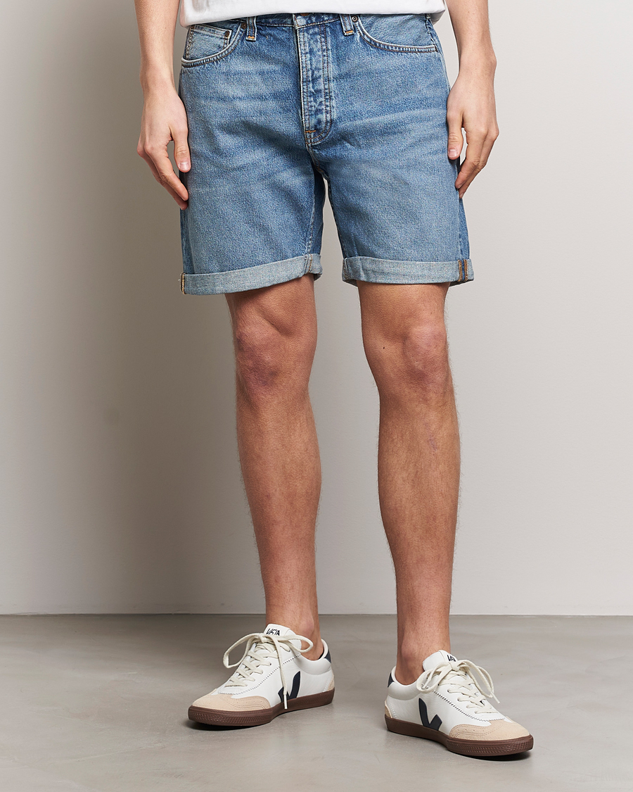 Nudie Jeans Josh Denim Shorts Blue Haze