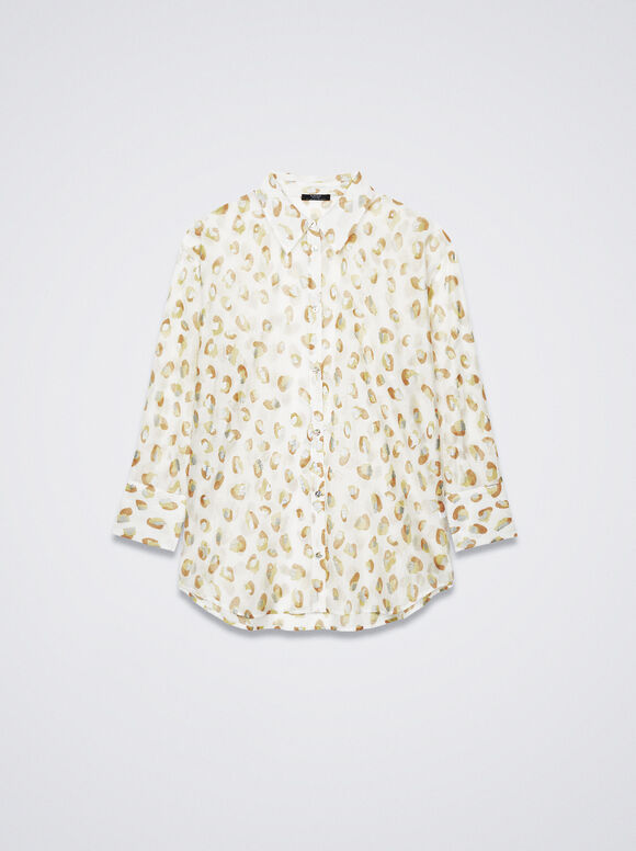 Camisa de liocel estampada - Branco-sujo