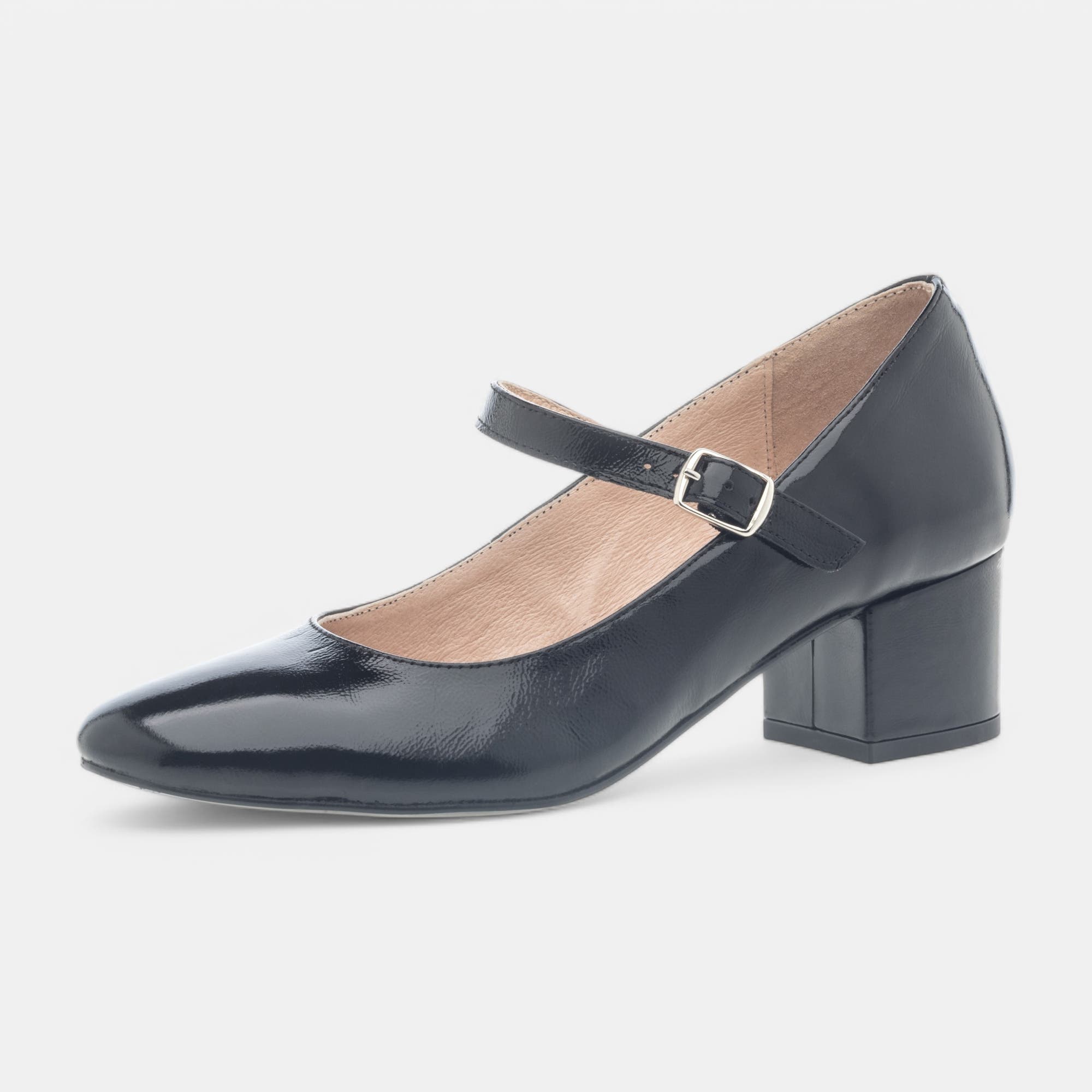 Babies à talon Femme en cuir noir vernis