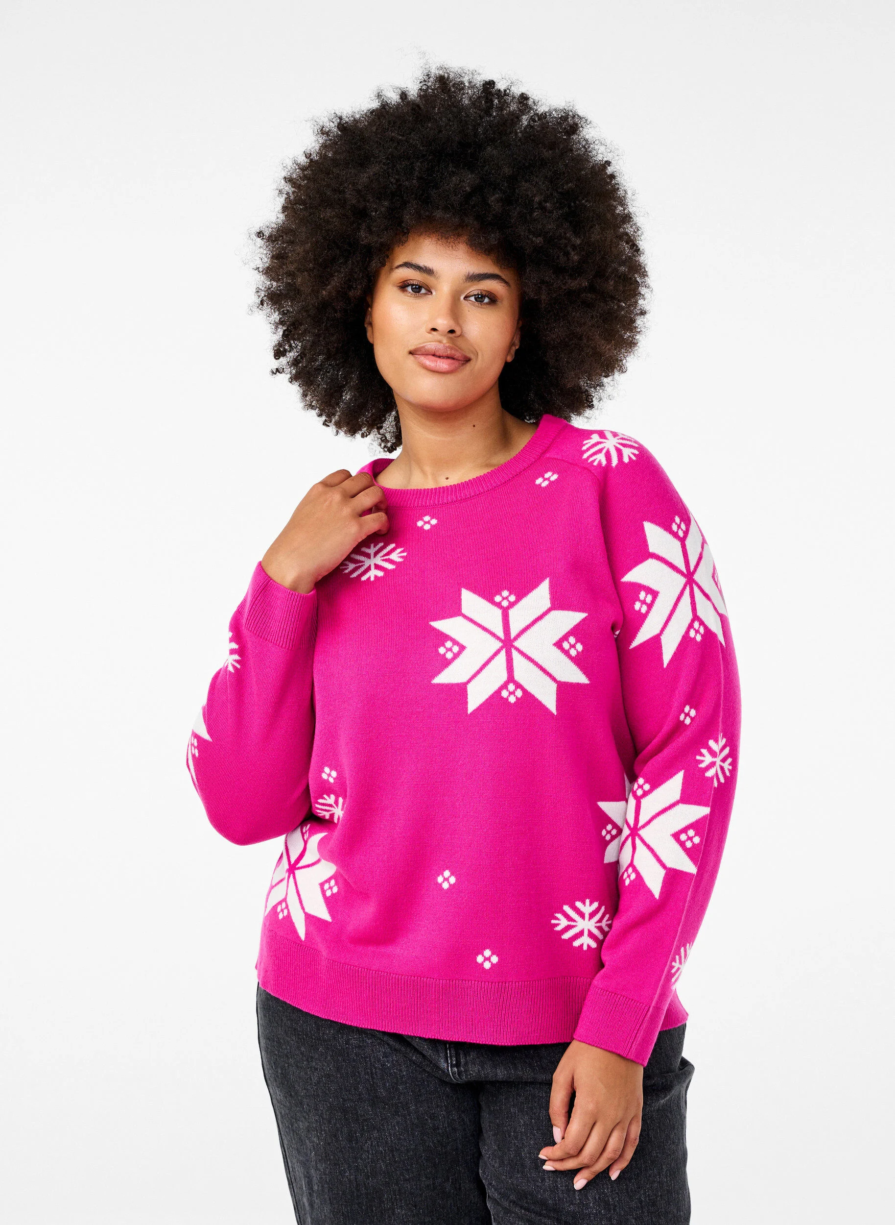 Strikbluse med snefnug
