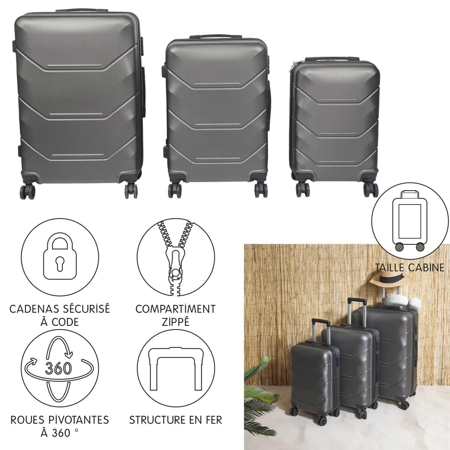 VALISE GRISE 45L 23X34X55CM
