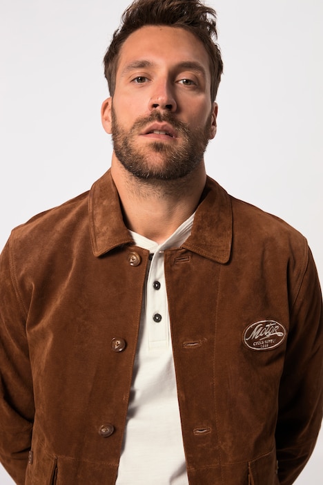 Lederjacke, Leder, Knopfleiste, 2-Wege Taschen