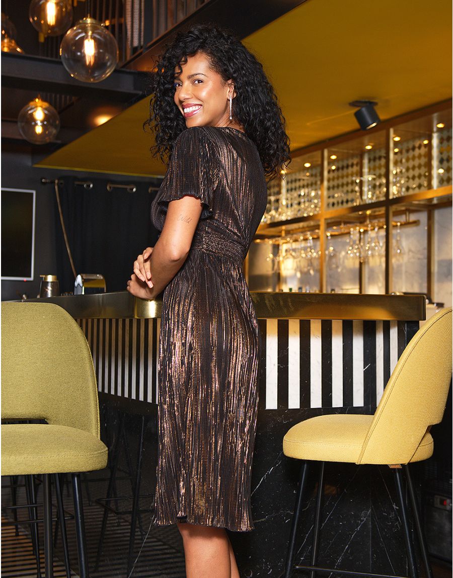 Robe drapée chic noir