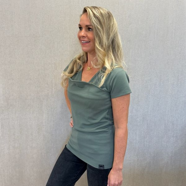 Womboo Buidelshirt Vrouw - Groen/Grijs - Maat S