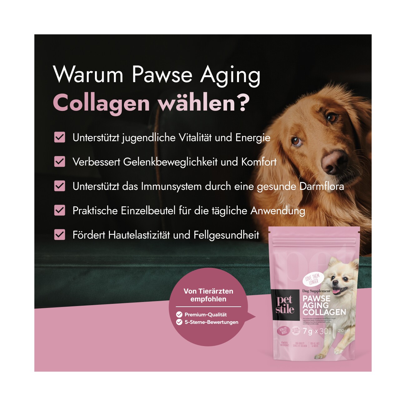 Petsy Labs Petstile Pawse Aging Collagen 90x40 g