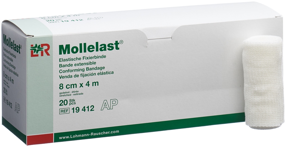 MOLLELAST Elastische Fixierbinde 8cmx4m weiss 20 Stk