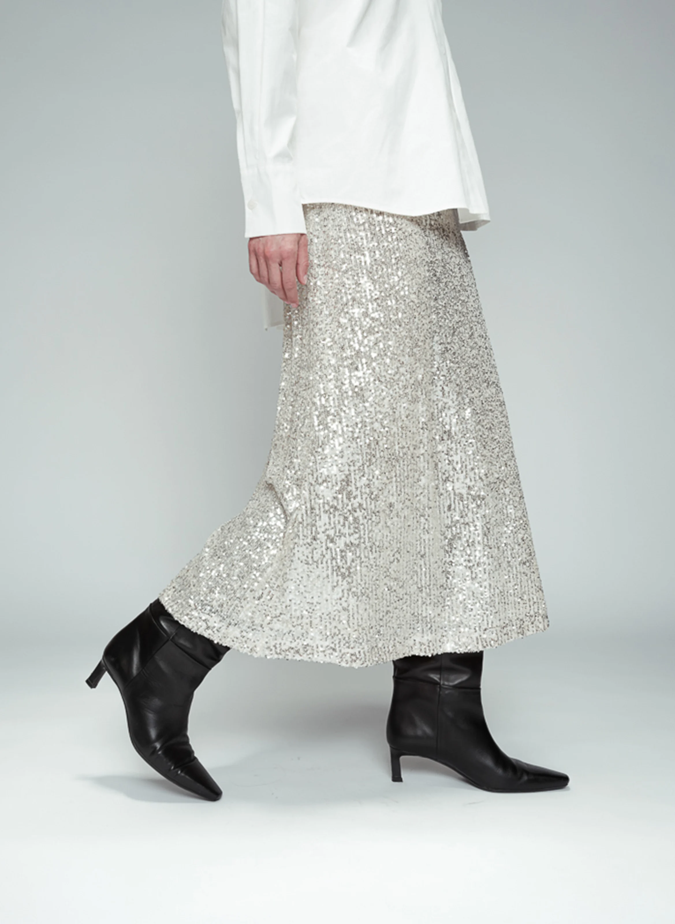 OBSESSION - Jupe longue à sequins | Argent